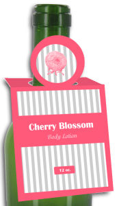 Cherry Blossom Body Lotion Rectangle Bottle Tags