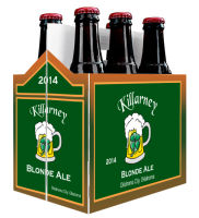 6 Pack Carrier Killarney includes plain 6 pack carrier and custom pre-cut labels