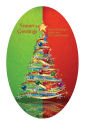 Two Tone Christmas Tree Vertical Oval Label