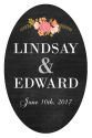 Floral Chalkboard Oval Wedding Label