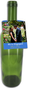 Photo Rounded Wedding Wine Bottle Tag With Text