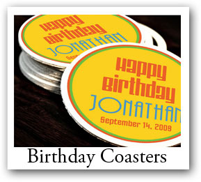 baby birthday photo coasters