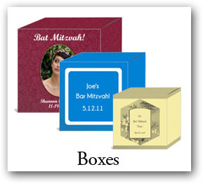 Bat - Bat Mitzvah favor boxes with custom photo and text