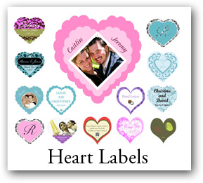 heart labels, custom heart labels, heart shape labels, heart stickers