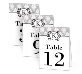 Monogram DIY Wedding Wedding Table Numbers, 3 1/2 x 5 Large Table Number Cards, personalized wedding papers