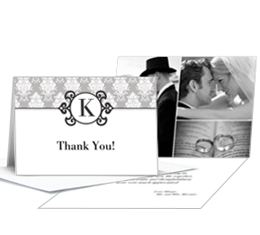 Monogram DIY custom wedding thank you notes with your photos and message