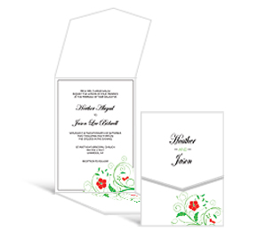 Floral Pocket Gate Fold Invitations Card