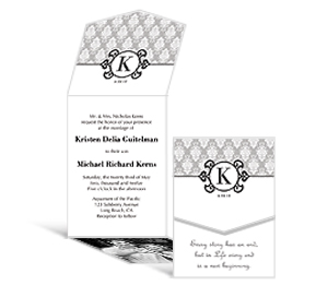 Monogram Wedding Pocket Gate Fold Invitations