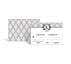 Monogram DIY Dinner Choice RSVP Cards 3.5 x 2, personalized wedding papers