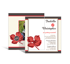 Polka Floral DIY Square Wedding Invitations, personalized wedding kit