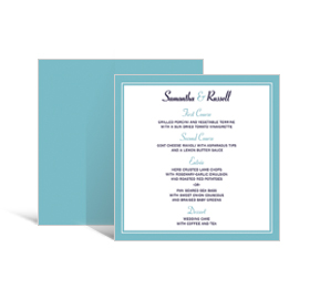 Square Wedding Menu Cards for Engagement, Bridal Shower and Wedding 5 x 7.875