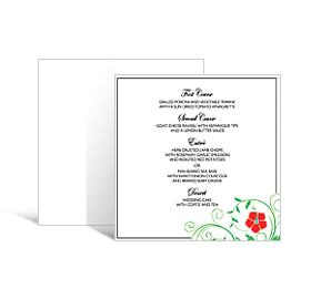 Floral Custom Square wedding cards, DIY menu cards