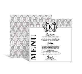 Monogram DIY Wedding Square Wedding Menu Cards 5 x 7.875, personalized wedding papers