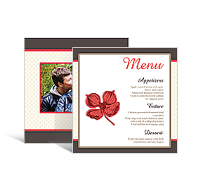 Polka Floral DIY Wedding Square Wedding Menu Cards 5 x 7.875, personalized wedding papers