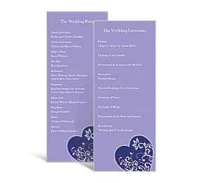 Hearts Custom Rectangle wedding cards, diy wedding programs