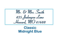 wedding return address labels personalized classic midnight blue
