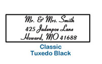 tuxedo black classic return wedding address label personalized