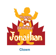 fun clown shaped birthday labels