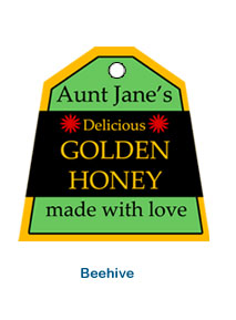 beehive honey syrup custom tag