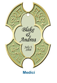 unique shape medici wedding tag