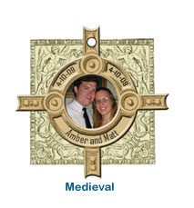 elegant medieval shaped wedding tag