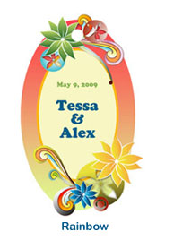 rainbow personalized colorful wedding tag