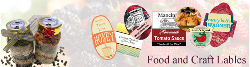 labels for food packaging and craft, custom food and craft labels