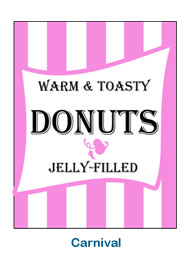 labels for food packaging and craft, fun colorful baked goods donuts cake cupcake labels