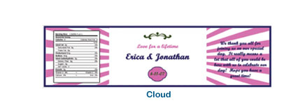 colorful cloud custom water bottle labels