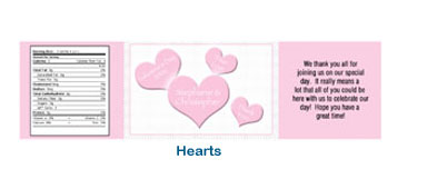 colorful personalized hearts water bottle labels
