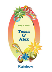 custom rainbow wedding labels bright wedding sticker flower abstract personalized