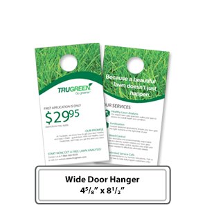Custom printing of Wide Door hangers 4 5/8 x 8 1.2 in