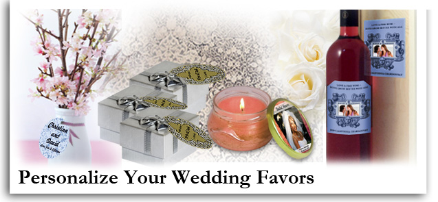Personalized wedding labels, wedding stickers, custom wedding favors, wedding favor tags