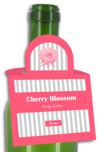 Cherry Blossom Body Lotion Square Bottle Tags
