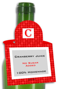 Cranberry Juice Square Bottle Tags