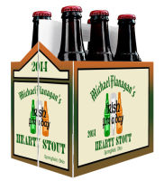 6 Pack Carrier Green Ale Irish includes plain 6 pack carrier and custom pre-cut labels