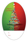 Two Tone Christmas Tree Vertical Oval To From Hang Tag