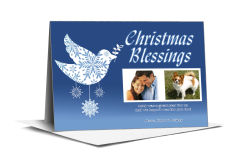 Personalized Christmas Doves Hanging Cards 5.5x7.875 with Family Photo 