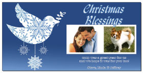 Christmas Card 8 x 4 Snow Dove Family style with Envelope