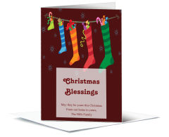 Family Stockings Hanging Christmas Card w-Envelope 5.50