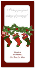 Good Tidings Holly Berries and Stockings Christmas Card w-Envelope 4