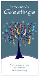 Hanging Stockings on a Tree Christmas Card w-Envelope 4