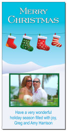 Christmas Stockings Hanging Outside Photo Christmas Card w-Envelope 4