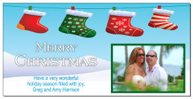Christmas Stockings Hanging Outside Photo Christmas Card w-Envelope 8
