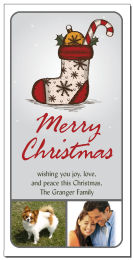 Vintage Christmas Stocking Candy Cane Family Photos Card w-Envelope 4