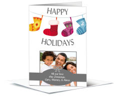 Happily Hanging Christmas Stockings Personalized Photo Card w-Envelope 5.50