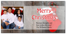 Christmas Candy Cane Stocking Custom Family Photo Card w-Envelope 8