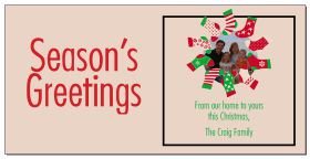 Season's Greetings Stocking Wreath Photo Upload Christmas Card w-Envelope 8
