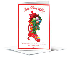 Fully Stuffed Christmas Stocking Holiday Card w-Envelope 5.50