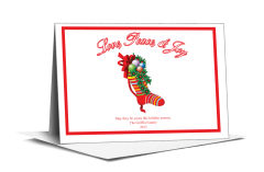 Fully Stuffed Christmas Stocking Holiday Card w-Envelope 7.875